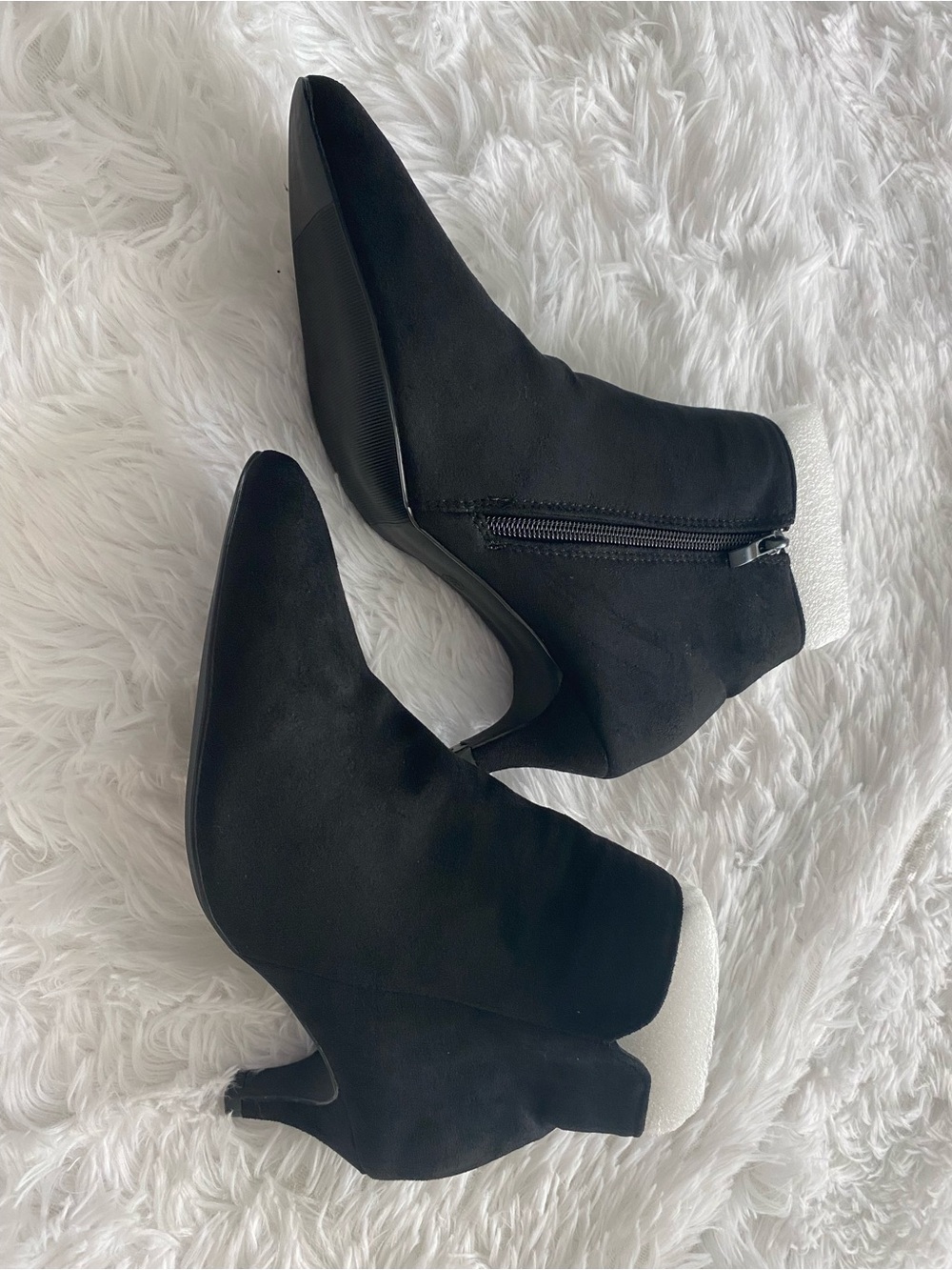 SHEIN Black Pointed Toe Side-Zip Heeled Ankle Boots